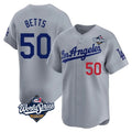 Los Angeles Dodgers #50 Mookie Betts Player Gray HeidiMiller World Series Limited Home Stitched Jerseys