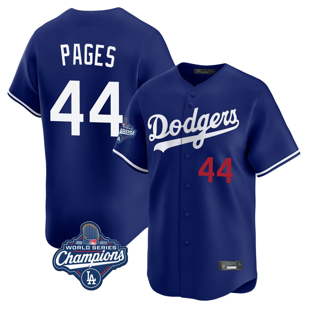 Los Angeles Dodgers #44 Andy Pages Player Royal HeidiMiller World Series Meet Limited Home Stitched Jerseys