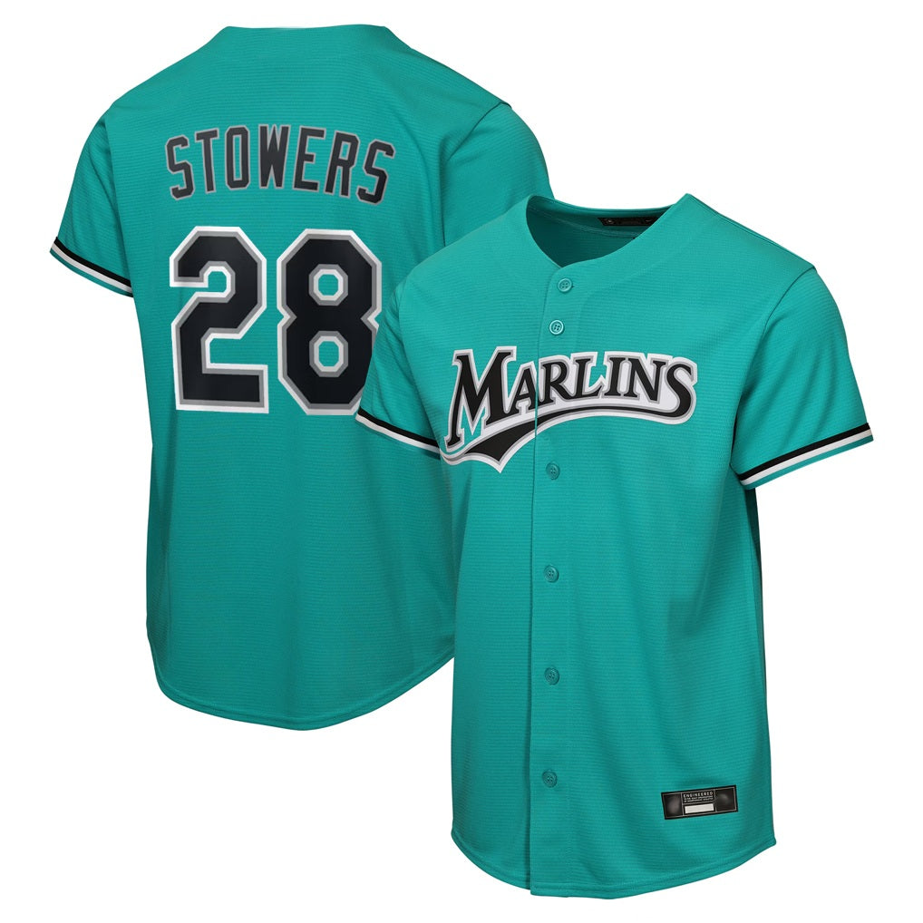 Miami Marlins #28 Kyle Stowers Player Teal HeidiMiller Home Game Stitched Jerseys
