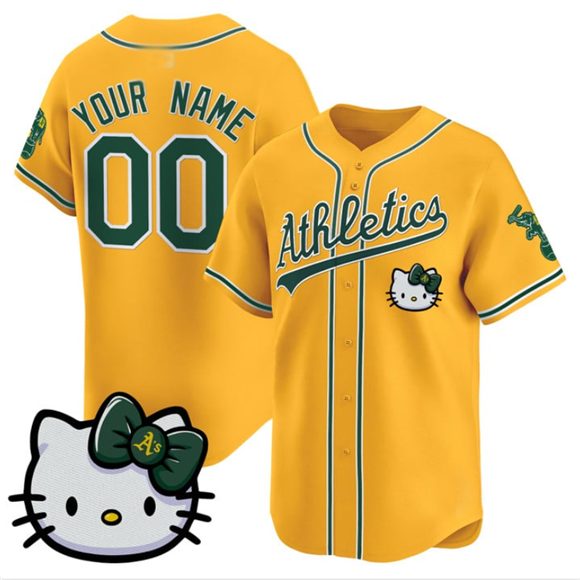 Custom Oakland Athletics Active Player Gold HeidiMiller Hello Kitty Vapor Premier Limited Stitched Jersey