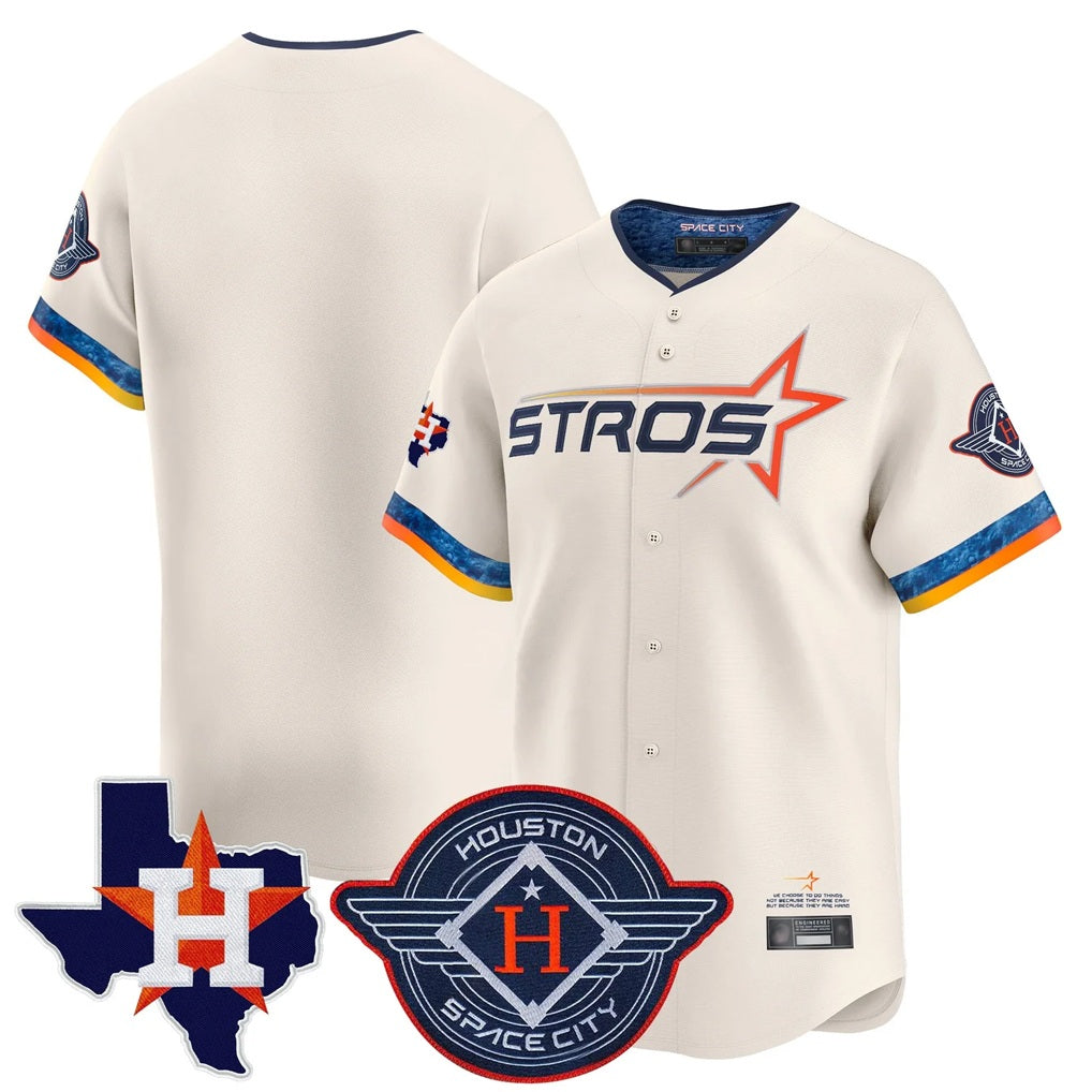Houston Astros Blank Player Cream HeidiMiller City Connect Texas Patch Vapor Premier Limited Home Stitched Jerseys