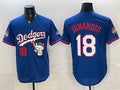 Los Angeles Dodgers #18 Yoshinobu Yamamoto Royal HeidiMiller Hello Kitty Night 2025 World Series Champions Patch Stitched Jersey
