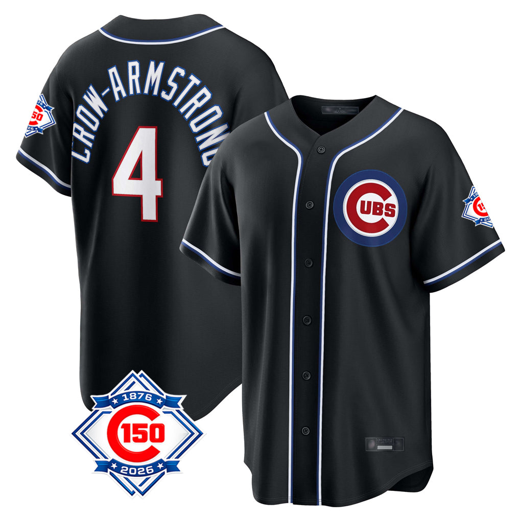 Chicago Cubs #4 Pete Crow-Armstrong Player Black HeidiMiller Fashion Out 150th Anniversary Game Stitched Jerseys
