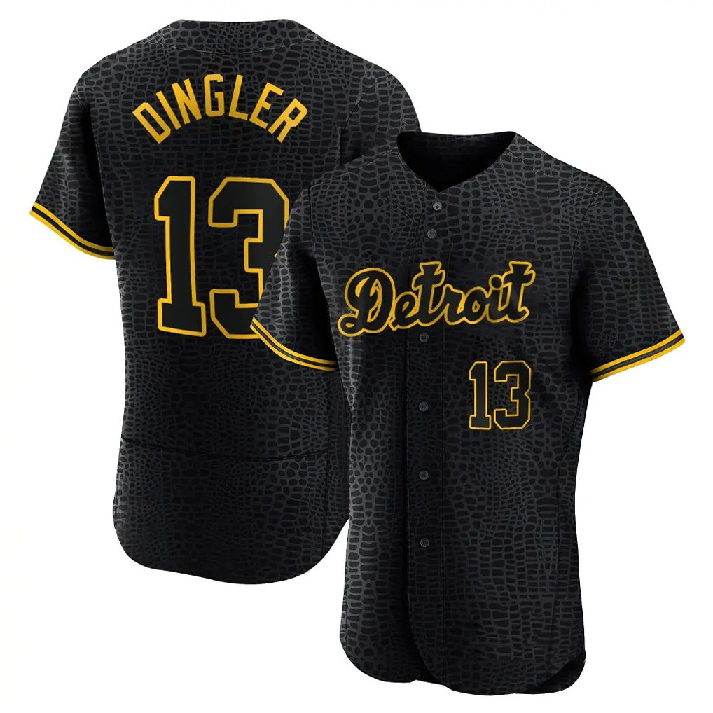 Detroit Tigers #13 Dillon Dingler Player Black HeidiMiller Snake Skin City Limited Elite Home Stitched Jerseys
