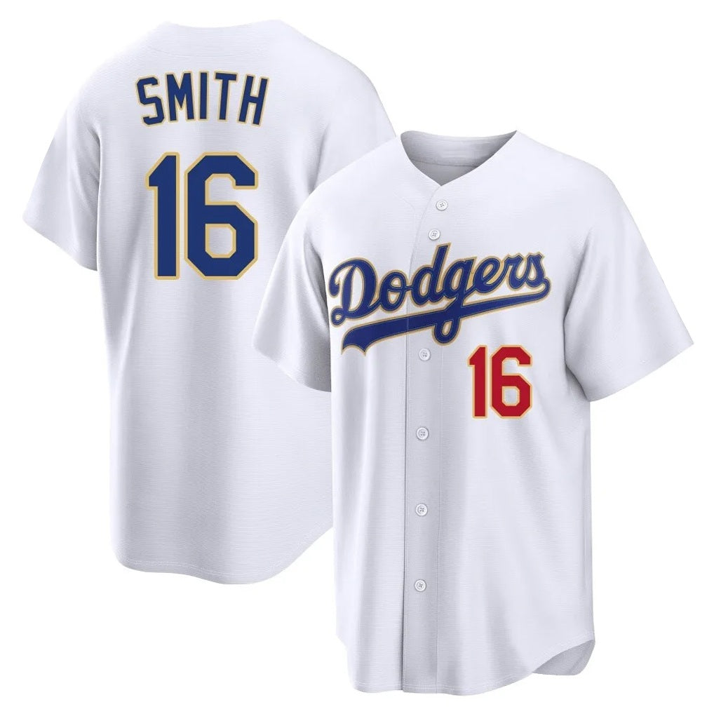 Los Angeles Dodgers #16 Will Smith Player Gold White HeidiMiller 2026 Collection Stadium Limited Stitched Jerseys