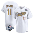 Los Angeles Dodgers #11 Roki Sasaki Player White Gold HeidiMiller World Series Collection Limited Home Stitched Jerseys
