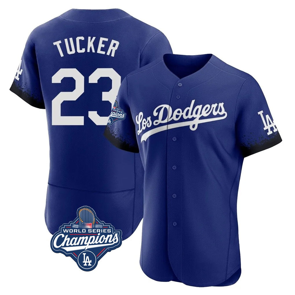Los Angeles Dodgers #23 Kyle Tucker Player Royal HeidiMiller World Series Meet City Connect Elite Home Stitched Jerseys
