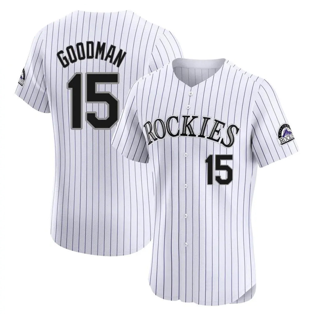 Colorado Rockies #15 Hunter Goodman Player White HeidiMiller Limited Elite Home Stitched Jerseys
