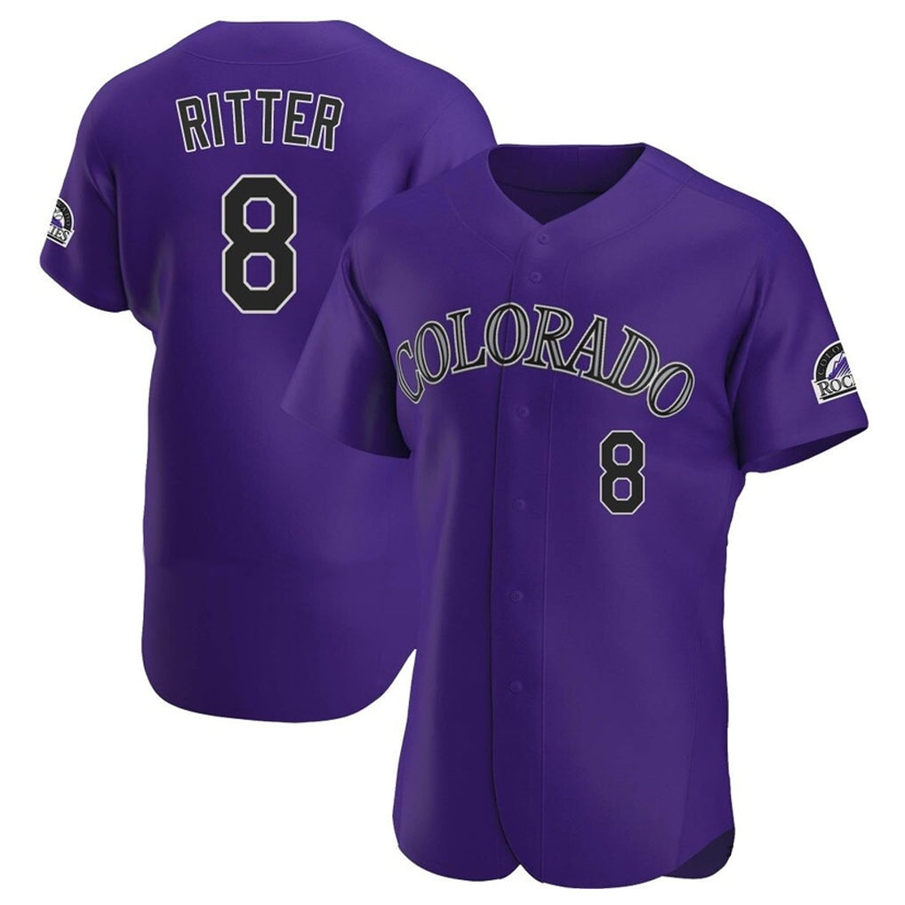 Colorado Rockies #8 Ryan Ritter Player Purple HeidiMiller Limited Elite Home Stitched Jerseys