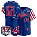 Custom Cleveland Indians Royal HeidiMiller America 250 Edition Vapor Premier Limited Jersey - All Stitched