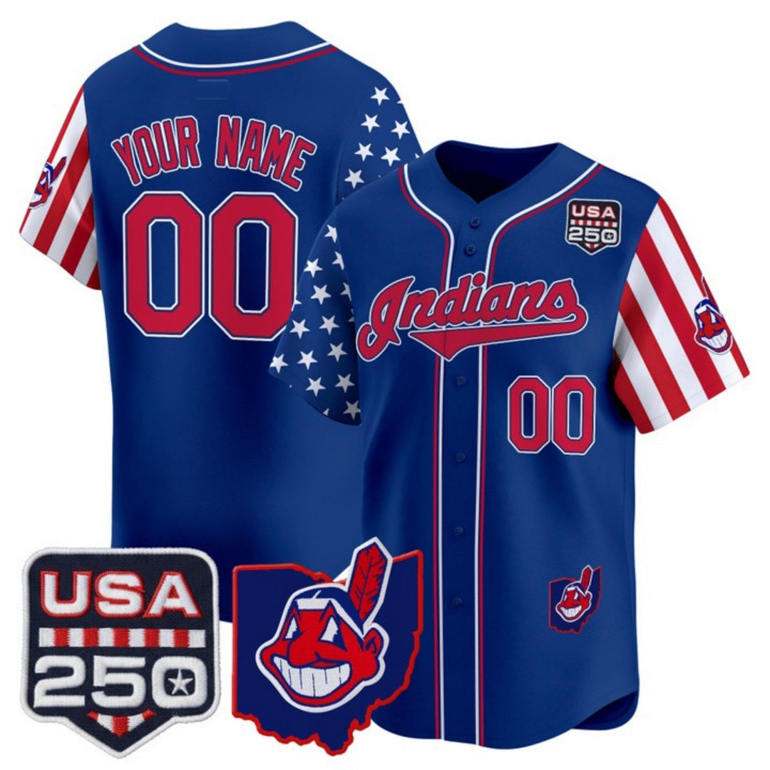 Custom Cleveland Indians Royal HeidiMiller America 250 Edition Vapor Premier Limited Jersey - All Stitched