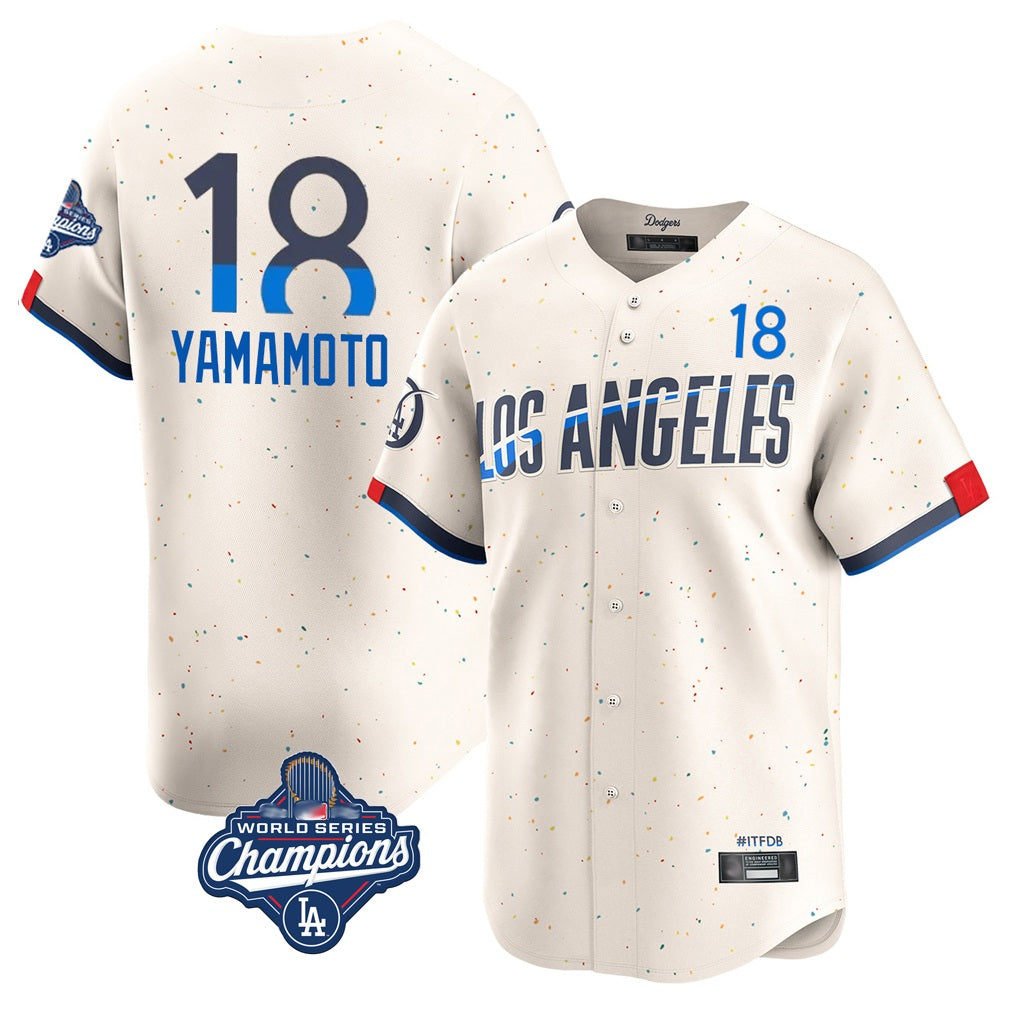 Los Angeles Dodgers #18 Yoshinobu Yamamoto Player Cream HeidiMiller World Series Meet City Connect Limited Home Stitched Jerseys