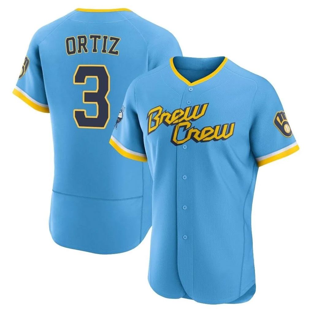 Milwaukee Brewers #3 Joey Ortiz Player Light Blue HeidiMiller City Connect Home Limited Elite Stitched Jerseys
