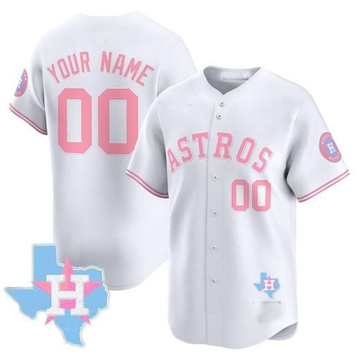 Custom Houston Astros White HeidiMiller Bubblegum Pink Vapor Premier Limited Jersey ¨C All Stitched