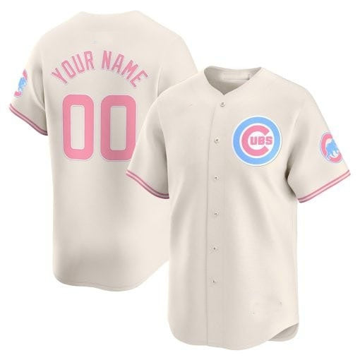 Custom Chicago Cubs Bubblegum Pink Vapor Premier Limited Jersey ¨C Cream HeidiMiller