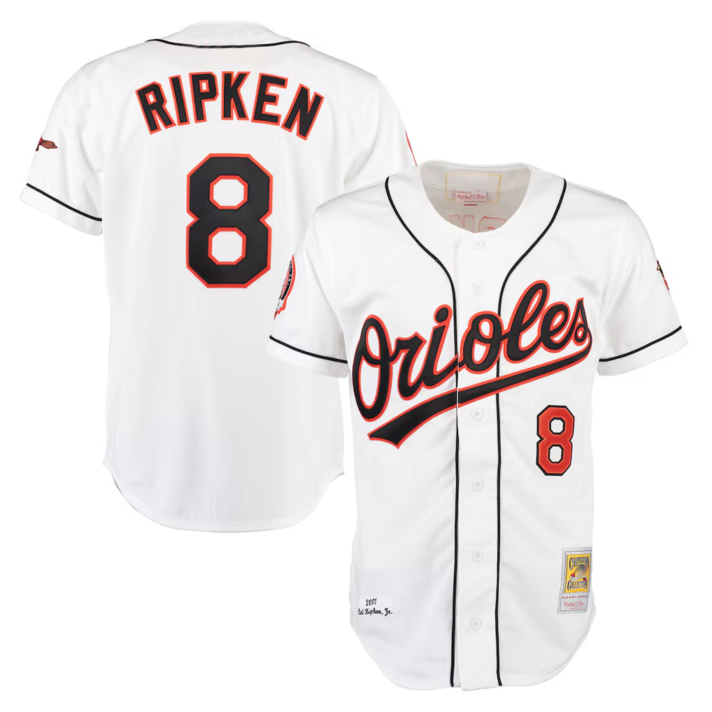 Baltimore Orioles #8 Cal Ripken Player White HeidiMiller Mitchell & Ness Home Game Stitched Jerseys