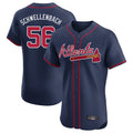 Atlanta Braves #56 Spencer Schwellenbach Player Navy HeidiMiller Limited Elite Home Game Stitched Jerseys