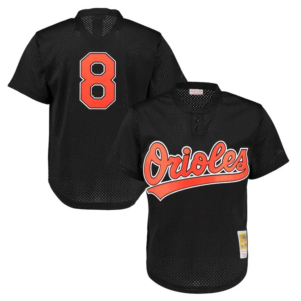 Baltimore Orioles #8 Cal Ripken Player Black HeidiMiller Mitchell & Ness 1997 Cooperstown Mesh Game Stitched Jerseys