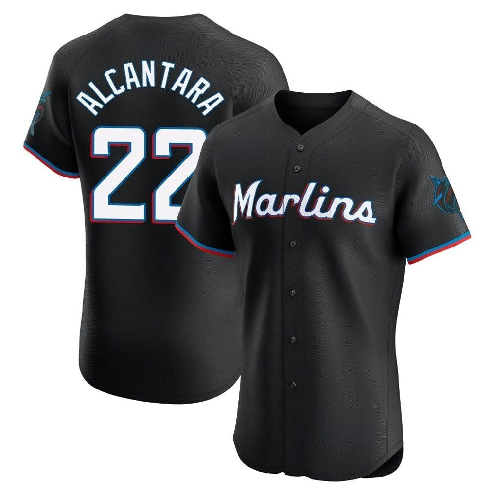 Miami Marlins #22 Sandy Alcantara Player Black HeidiMiller Vapor Home Limited Elite Stitched Jerseys