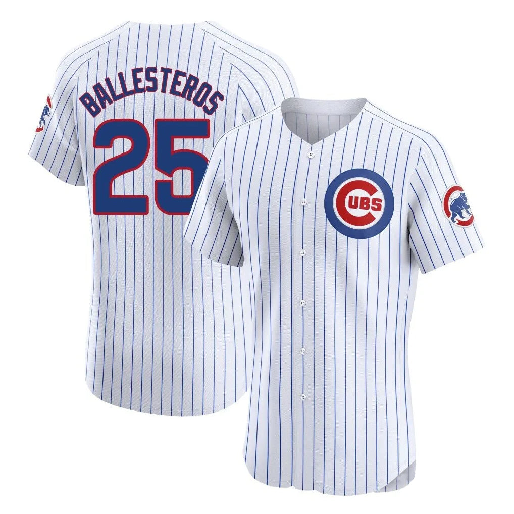 Chicago Cubs #25 Moises Ballesteros Player White HeidiMiller Limited Elite Home Game Stitched Jerseys