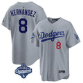 Los Angeles Dodgers #8 Enrique Hern¨¢ndez Player Gray HeidiMiller World Series Meet Game Home Stitched Jerseys