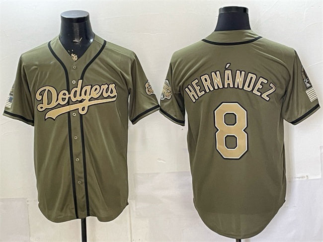 Los Angeles Dodgers #8 Enrique Hernandez Olive HeidiMiller 2026 Armed Forces Day Stitched Jersey