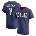 Cleveland Guardians #7 George Valera Player Navy HeidiMiller City Connect Limited Elite Home Stitched Jerseys