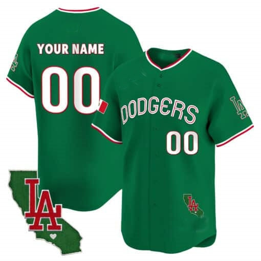 Custom Los Angeles Dodgers Mexico California Patch Vapor Premier Limited Jersey V3 ¨C Green HeidiMiller