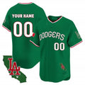 Custom Los Angeles Dodgers Mexico California Patch Vapor Premier Limited Jersey V3 ¨C Green HeidiMiller