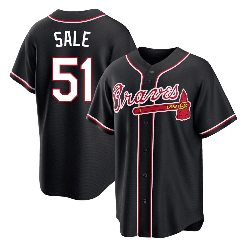 Atlanta Braves #51 Chris Sale Player Black HeidiMiller Fashion Out Game Stitched Jerseys