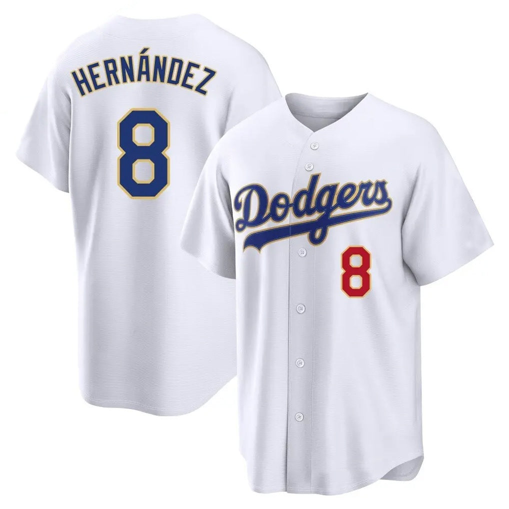 Los Angeles Dodgers #8 Enrique Hern¨¢ndez Player Gold White HeidiMiller 2026 Collection Stadium Limited Stitched Jerseys