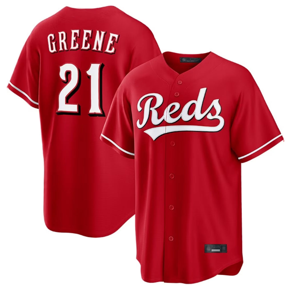 Cincinnati Reds #21 Hunter Greene Player Red HeidiMiller Home Game Stitched Jerseys