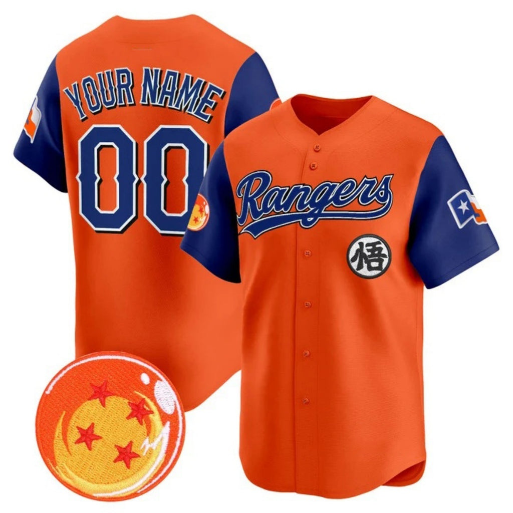 Custom Texas Rangers x Dragon Ball Royal Orange HeidiMiller Vapor Premier Limited Jersey - All Stitched