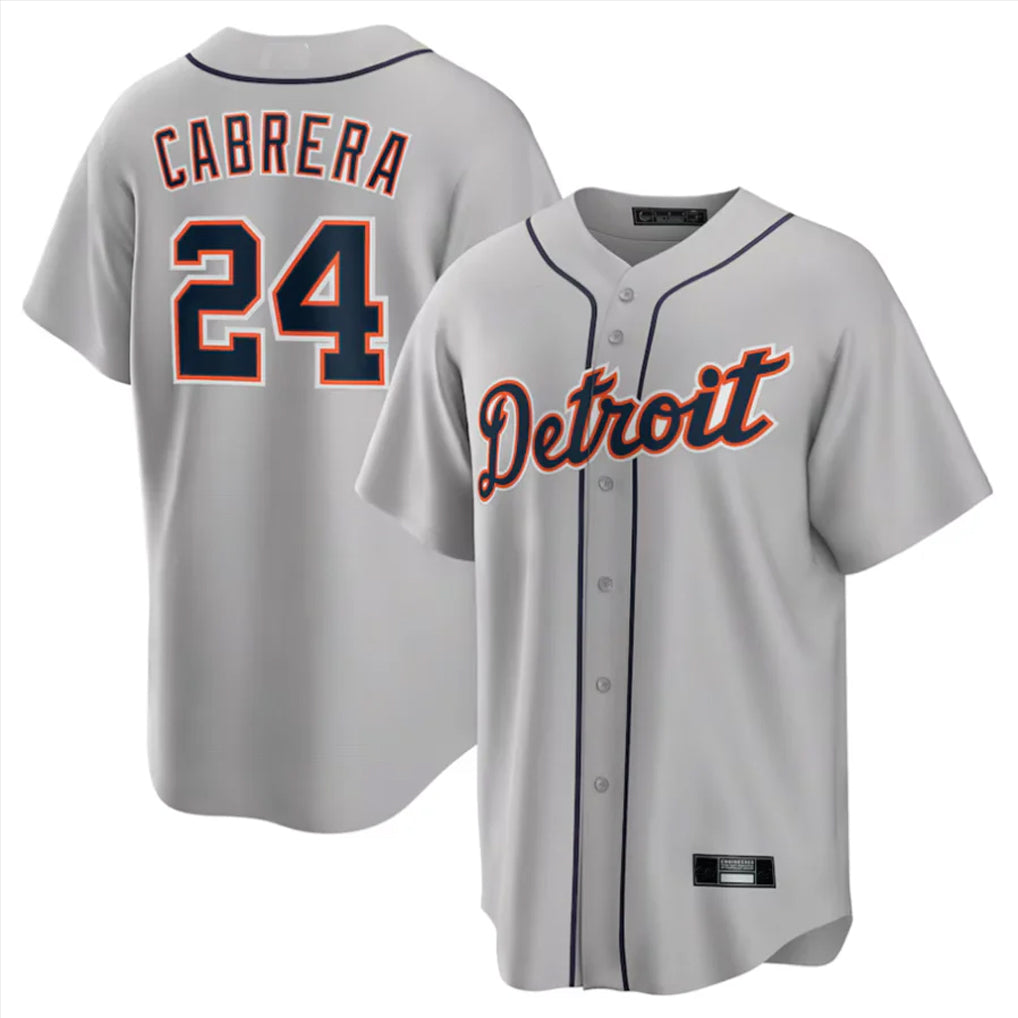 Detroit Tigers #24 Miguel Cabrera Player Gray HeidiMiller Home Game Stitched Jerseys