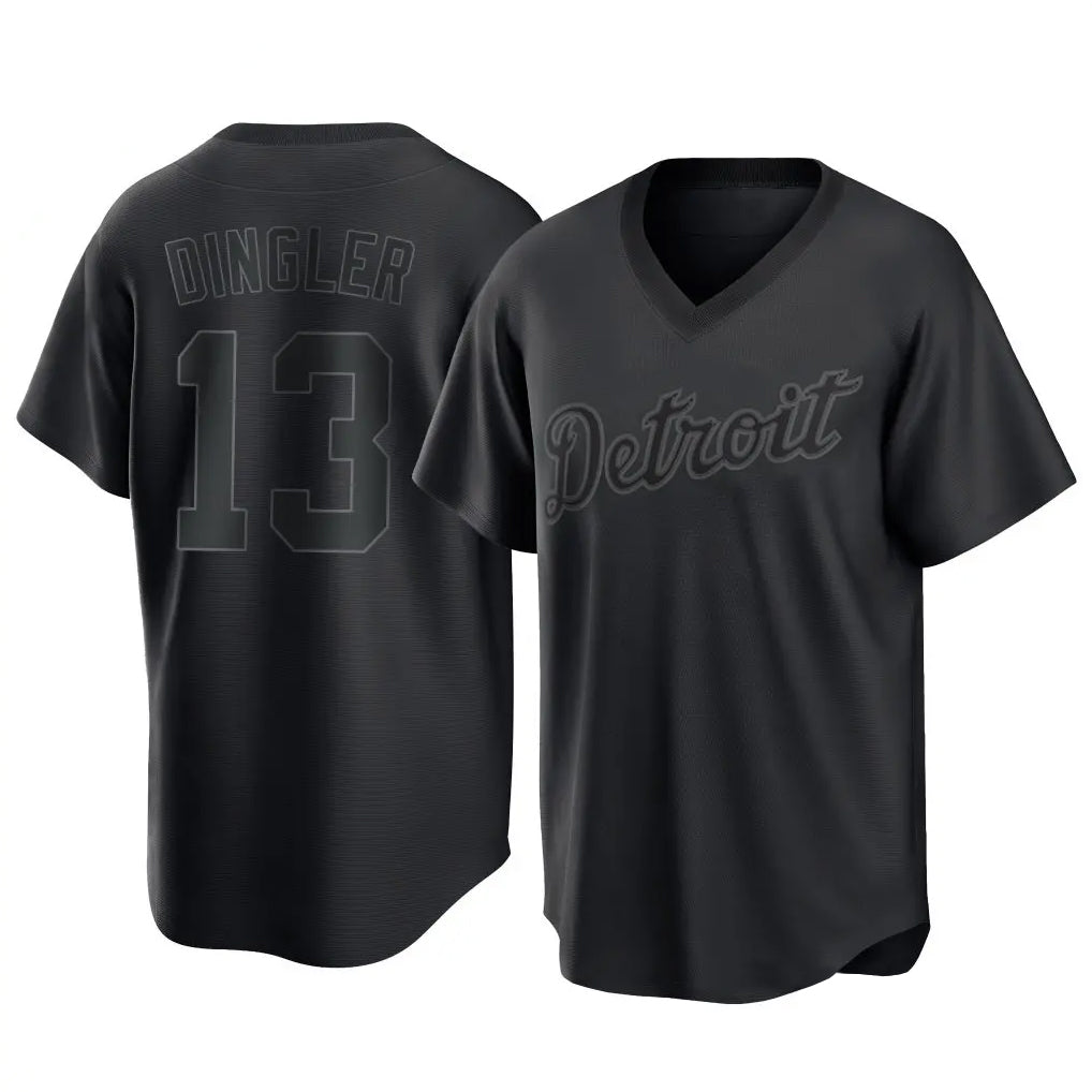 Detroit Tigers #13 Dillon Dingler Player Black HeidiMiller T-shirt Home Game Stitched Jerseys
