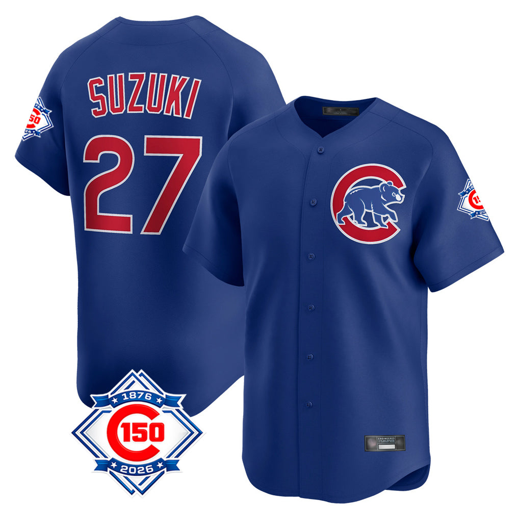 Chicago Cubs #27 Seiya Suzuki Player Royal HeidiMiller 150th Anniversary Limited Home Stitched Jerseys