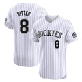 Colorado Rockies #8 Ryan Ritter Player White HeidiMiller Limited Elite Home Stitched Jerseys