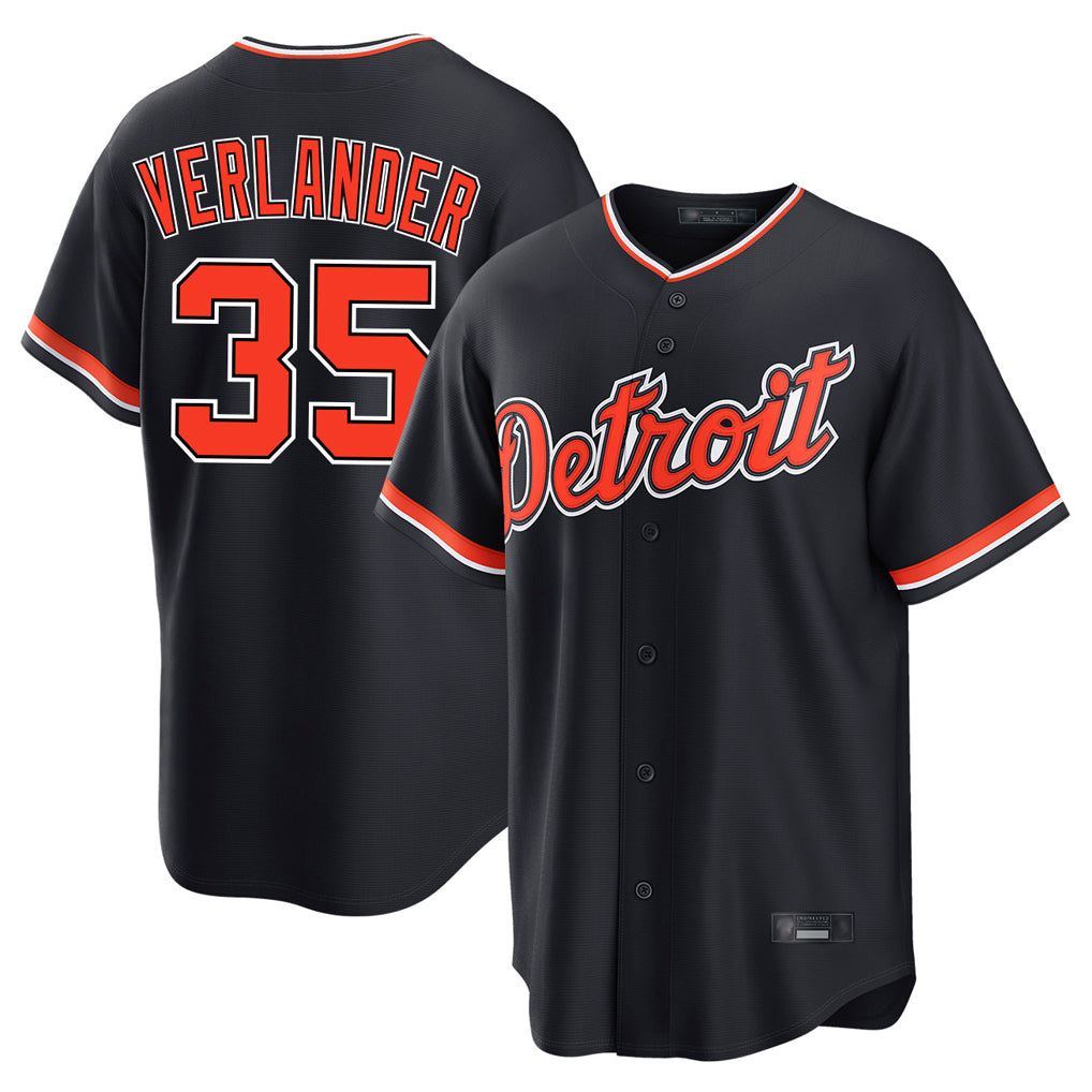 Detroit Tigers #35 Justin Verlander Player Navy HeidiMiller Home Game Stitched Jerseys