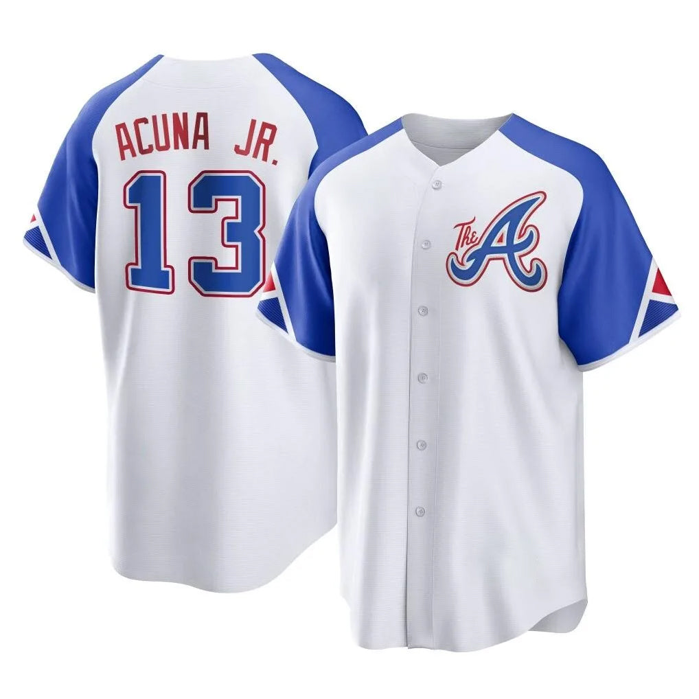 Atlanta Braves #13 Ronald Acuna Jr Player White HeidiMiller City Connect Home Game Stitched Jerseys