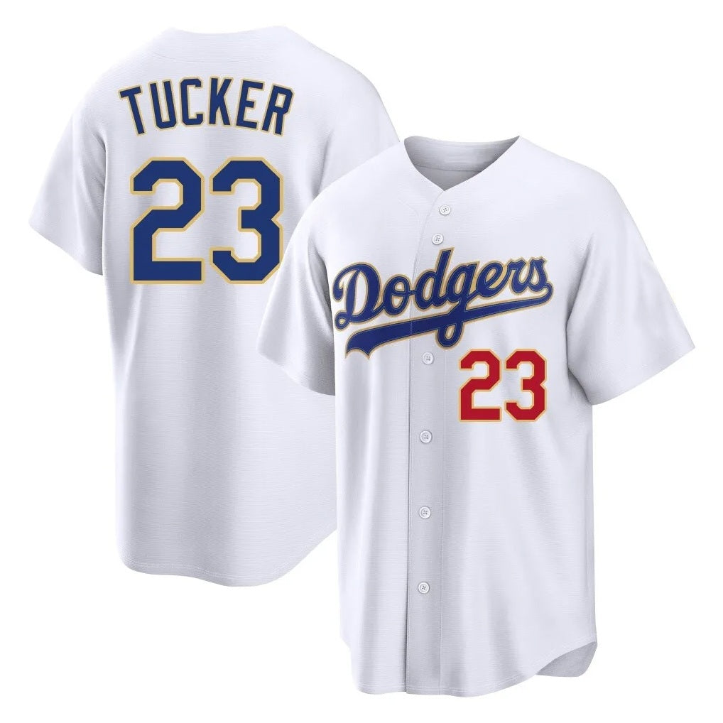 Los Angeles Dodgers #23 Kyle Tucker Player Gold White HeidiMiller 2026 Collection Stadium Limited Stitched Jerseys