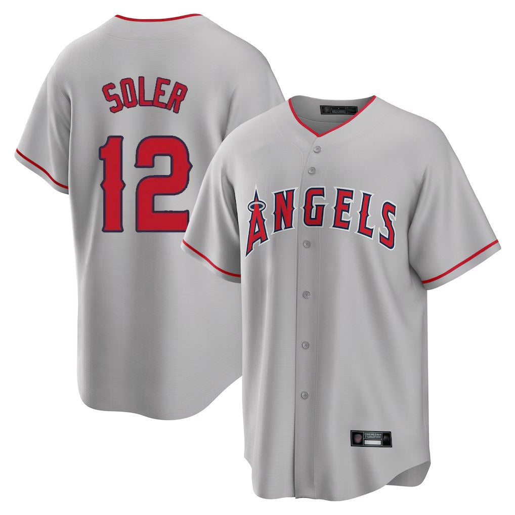 Los Angeles Angels #12 Jorge Soler Player Gray HeidiMiller Home Game Stitched Jerseys