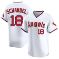 Los Angeles Angels #18 Nolan Schanuel Player White HeidiMiller T-shirt Home Limited Stitched Jerseys