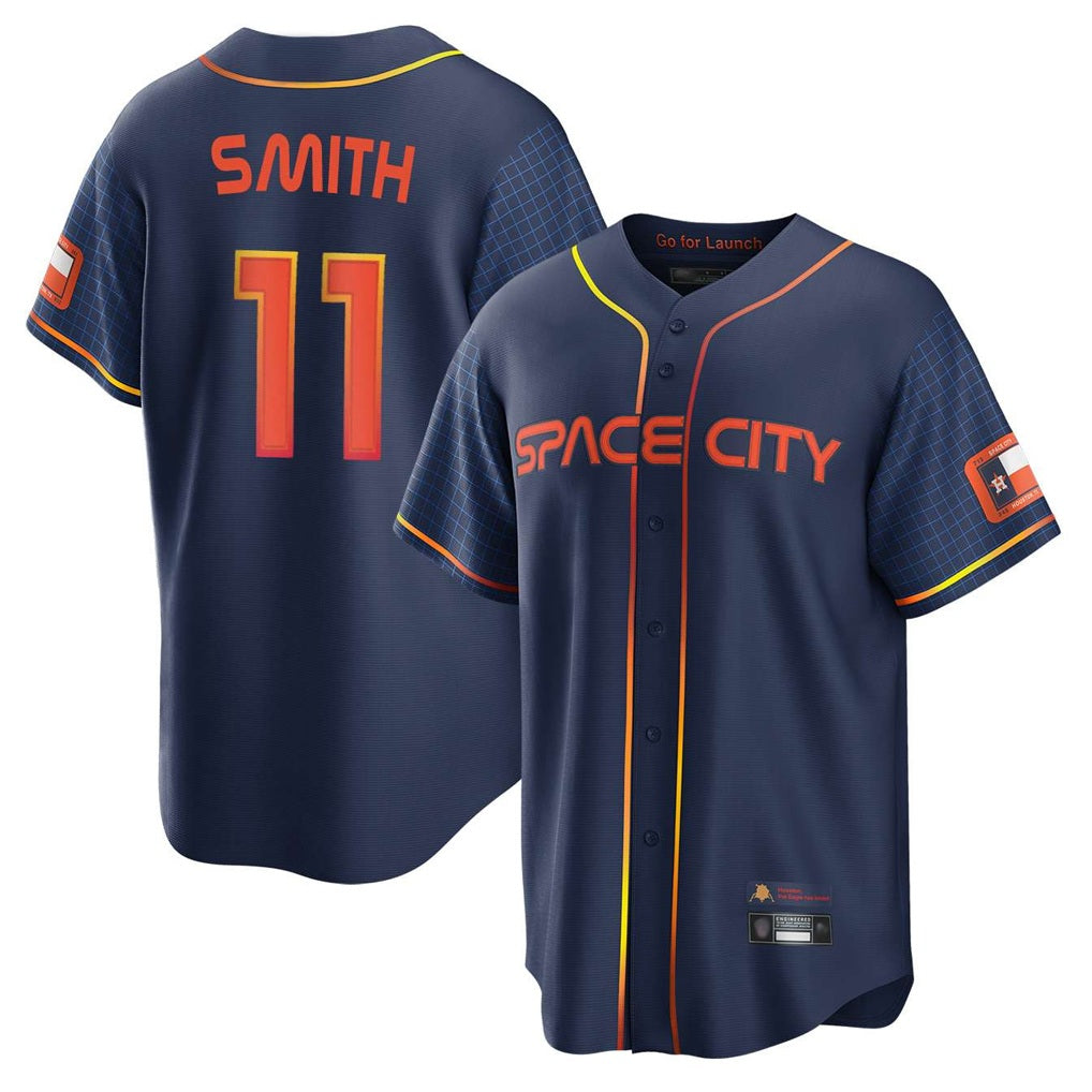 Houston Astros #11 Cam Smith Player Navy HeidiMiller City Connect Home Game Stitched Jerseys