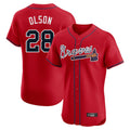 Atlanta Braves #28 Matt Olson Player Red HeidiMiller Limited Elite Home Game Stitched Jerseys