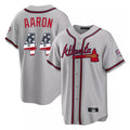 Atlanta Braves #44 Hank Aaron Player Gray HeidiMiller USA 250 Fourth Of July Limited Home Game Stitched Jerseys