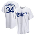 Los Angeles Dodgers #34 Fernando Valenzuela Player White HeidiMiller Game Home Stitched Jerseys