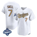 Los Angeles Dodgers #7 Blake Snell Player Gold HeidiMiller Collection Limited World Series Meet Home Stitched Jerseys