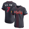 Atlanta Braves #7 Ha-Seong Kim Player Navy HeidiMiller 2025 Speedway Classic Limited Elite Home Game Stitched Jerseys