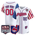 Custom Cleveland Indians White HeidiMiller America 250 Edition Vapor Premier Limited Jersey - All Stitched