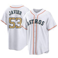 Houston Astros #53 Cristian Javier Player Gold HeidiMiller Collection Game Home Stitched Jerseys